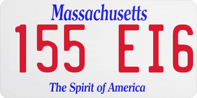MA license plate 155EI6