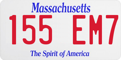 MA license plate 155EM7