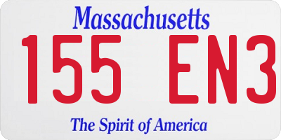 MA license plate 155EN3