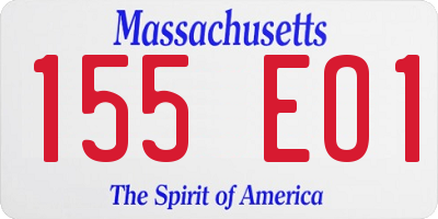MA license plate 155EO1