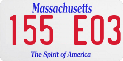 MA license plate 155EO3