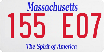 MA license plate 155EO7