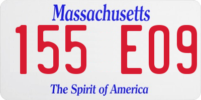 MA license plate 155EO9