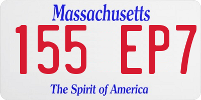 MA license plate 155EP7