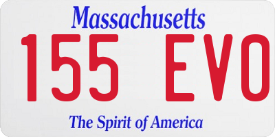 MA license plate 155EV0