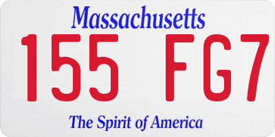 MA license plate 155FG7