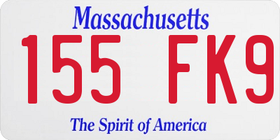 MA license plate 155FK9