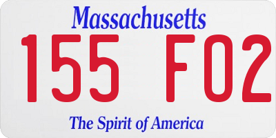 MA license plate 155FO2