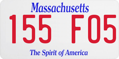 MA license plate 155FO5