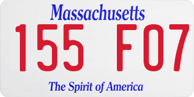 MA license plate 155FO7