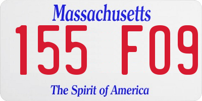 MA license plate 155FO9