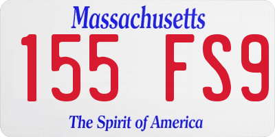 MA license plate 155FS9