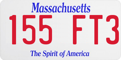 MA license plate 155FT3