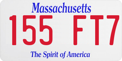 MA license plate 155FT7