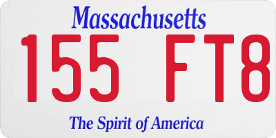 MA license plate 155FT8