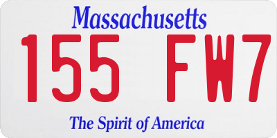 MA license plate 155FW7