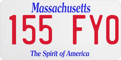 MA license plate 155FY0