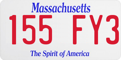 MA license plate 155FY3
