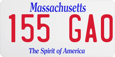 MA license plate 155GA0
