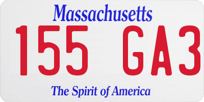MA license plate 155GA3