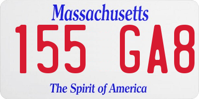 MA license plate 155GA8