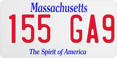 MA license plate 155GA9