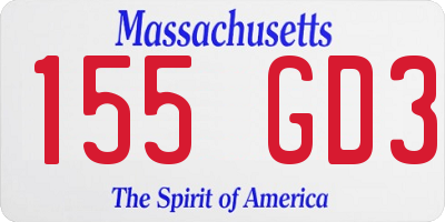 MA license plate 155GD3