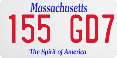 MA license plate 155GD7