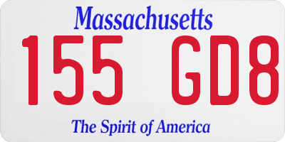 MA license plate 155GD8