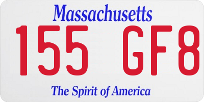 MA license plate 155GF8
