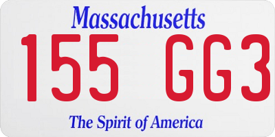 MA license plate 155GG3