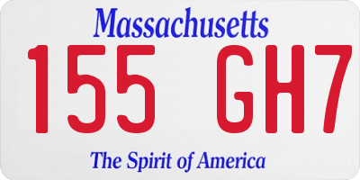 MA license plate 155GH7