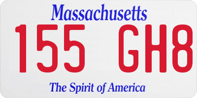 MA license plate 155GH8