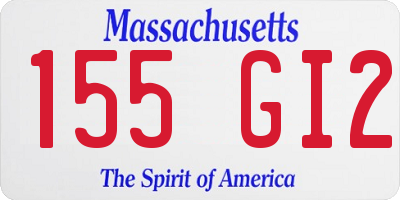 MA license plate 155GI2