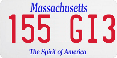 MA license plate 155GI3