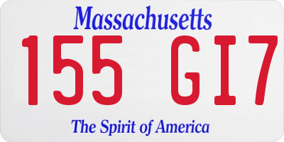 MA license plate 155GI7