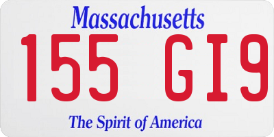 MA license plate 155GI9