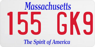 MA license plate 155GK9