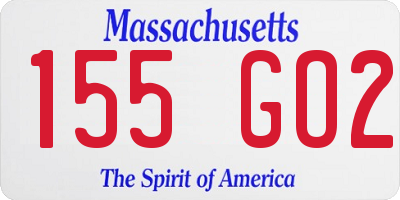 MA license plate 155GO2