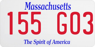 MA license plate 155GO3