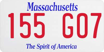 MA license plate 155GO7