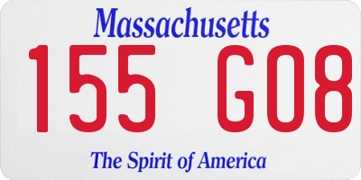 MA license plate 155GO8