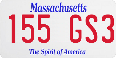 MA license plate 155GS3