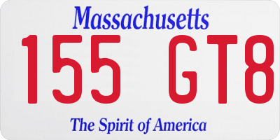 MA license plate 155GT8