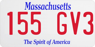 MA license plate 155GV3