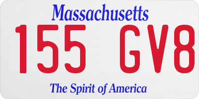 MA license plate 155GV8