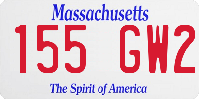 MA license plate 155GW2