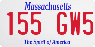 MA license plate 155GW5