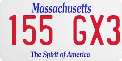 MA license plate 155GX3
