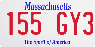MA license plate 155GY3